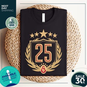 Galatasaray 25 Sampiyon Shirt | Golden | 25 Championship Shirt | Galatasaray 5 Stars Jersey | Galatasaray Tee | Galatasaray Champion | GS 5