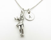Hula Girl Necklace, Hula Dancer Necklace, Personalized, Initial Necklace, Antique Silver Hula Girl, Hawaiian Girl, Monogram Necklace Y330