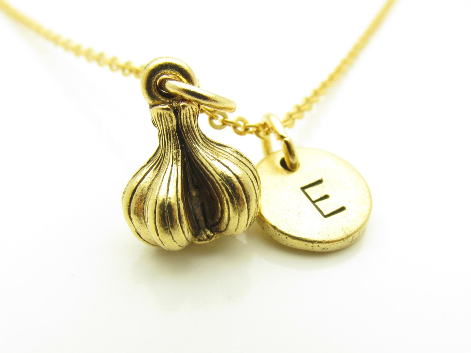 Garlic Necklace Garlic Clove Initial Necklace Personalized Etsy