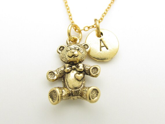 Teddy Bear Charm Necklace Antique Gold - Gold Teddy Bear Charm Pendant Teddy Bear Charm Necklace Antique Gold - Gold Teddy Bear Charm Pendant