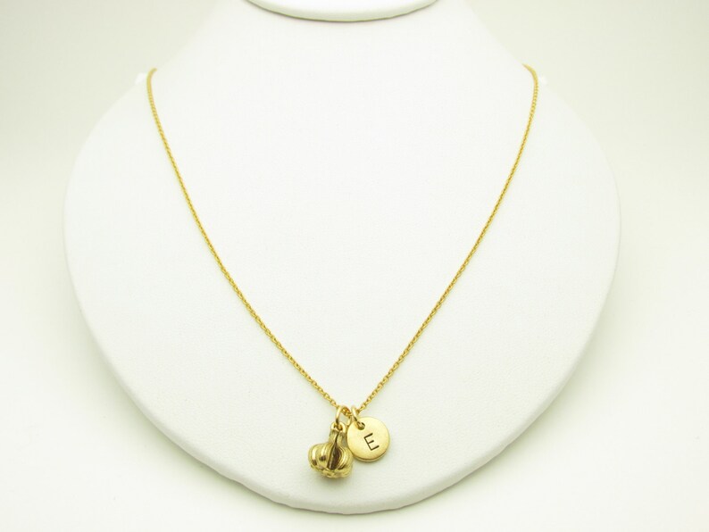 Garlic Necklace Garlic Clove Initial Necklace Personalized Etsy