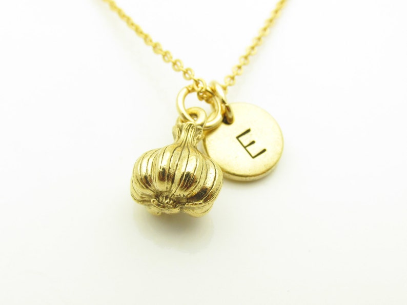 Garlic Necklace Garlic Clove Initial Necklace Personalized Etsy