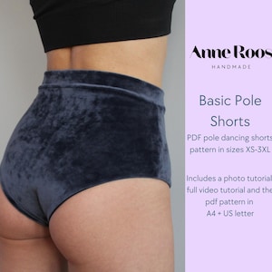 Patrón de costura para pantalones cortos de pole dance: cintura alta y media (patrón PDF) XS-3XL
