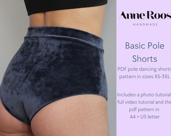 Patrón de costura para pantalones cortos de pole dance: cintura alta y media (patrón PDF) XS-3XL
