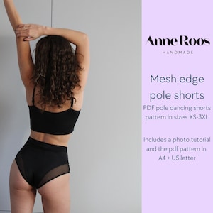 Patrón de costura para pantalones cortos con borde de malla - Tallas XS-3XL (Patrón PDF)