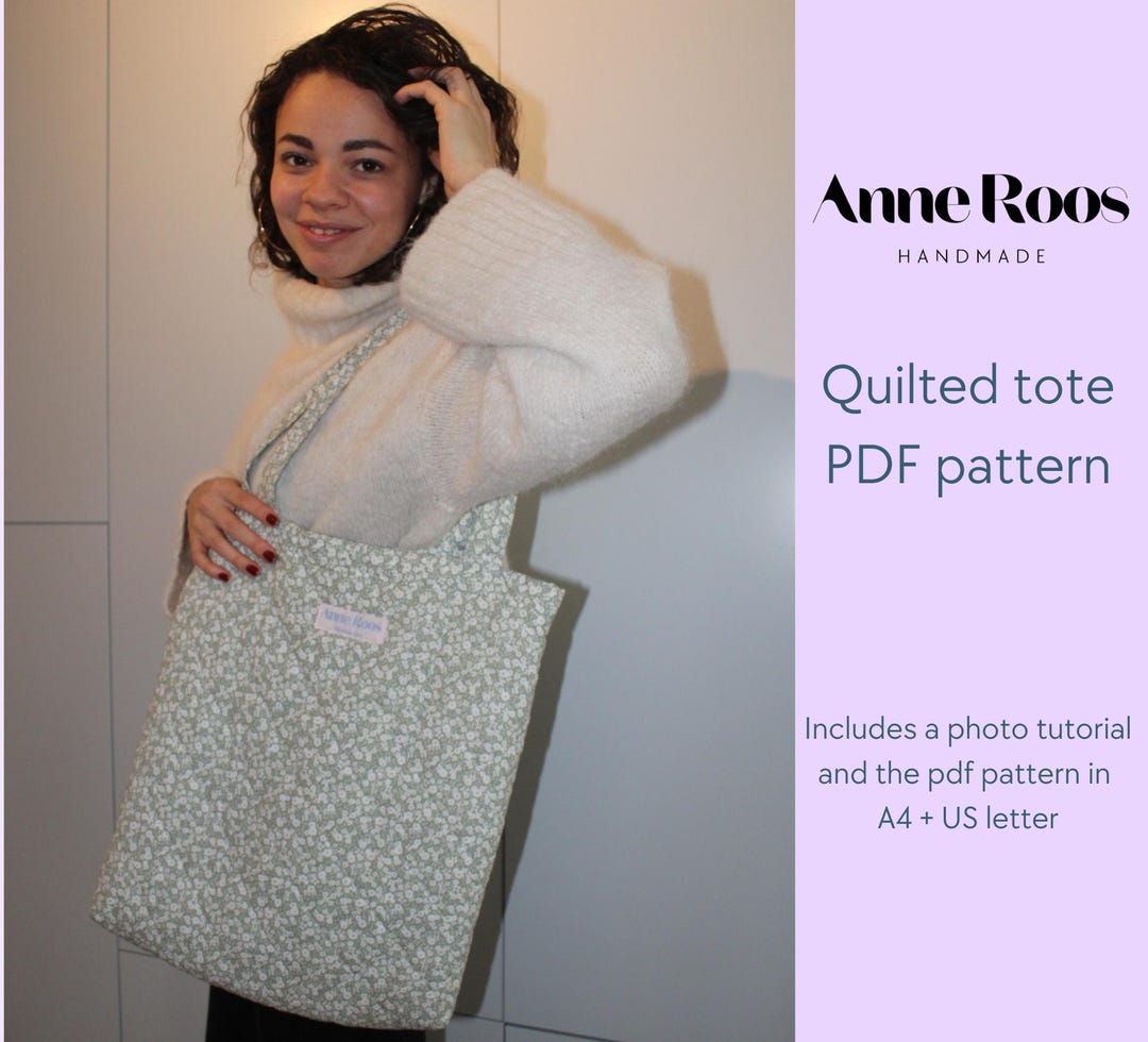 Quilted Tote Bag Sewing Pattern – Zipper Option PDF (instant Download ...