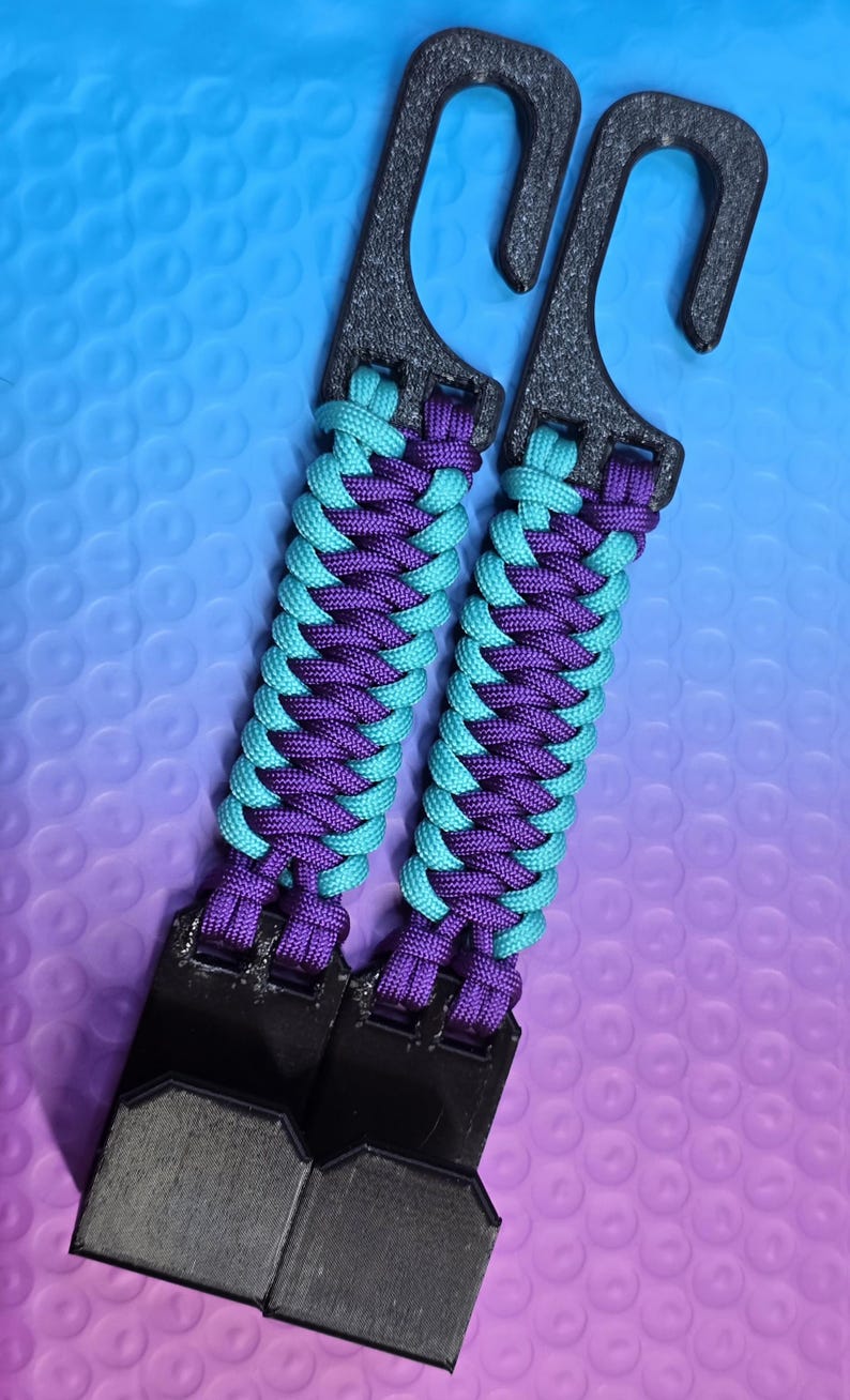Ganchos para reposacabezas de coche envueltos en paracord (juego de 2) / Impresión 3D duradera, ajuste universal Morado