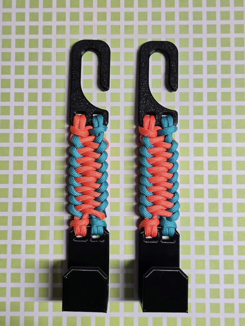 Ganchos para reposacabezas de coche envueltos en paracord (juego de 2) / Impresión 3D duradera, ajuste universal Naranja