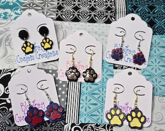 Custom Paw Print Spirit Earrings - Show Off Your Team Pride!