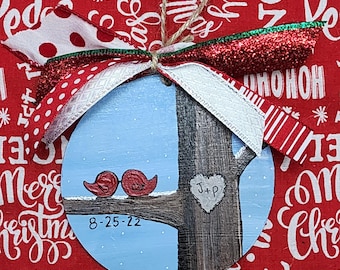 Personalized Red Birds Ornament - Anniversary