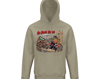Sustainable unisex hoodie - statement for peace, against war & corruption - organic cotton peace sweater