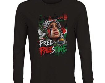 Free Palestine Longsleeve Shirt - Organic Cotton Peace Shirt - Sustainable Design for Humanity - Statement Longsleeve Shirt