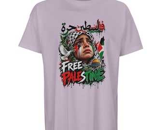 Free Palestine Oversized T-Shirt, Organic Cotton Tee, Activist Clothing, Statement Shirt, Peace Design, Handmade Sustainable Apparel