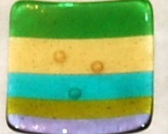 Fused glass tray - pastel stripes