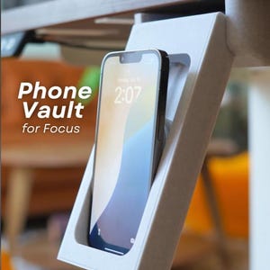 Phone Vault – Under-Desk iPhone Drawer | 3D-Printed Focus Tool (Charger Not Included)