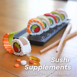 Sushi-Ergänzungen - Wöchentlicher Pillenbehälter und Schlüsselanhänger