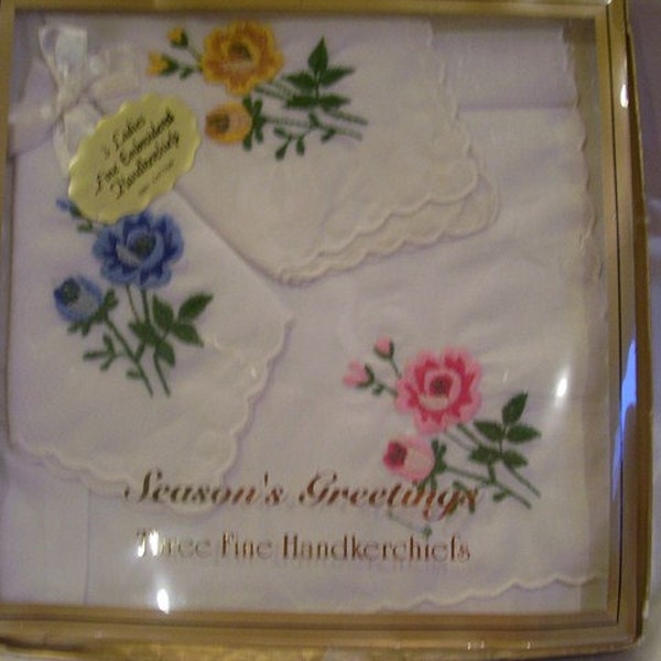 3 Ladies Fine Embroirdered Handkerchiefs