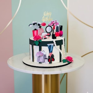 Makeup Cake Topper: Personalized Cosmetic Theme