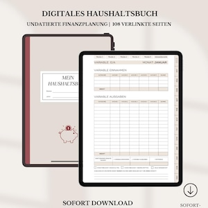 Digital Budget Planner German, Household Book - the monthly financial planner for saving, Budget Planner GoodNotes Templates