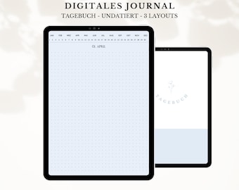 Digitaal dagboek ongedateerd, Journal Duits, 366 pagina's, sjablonen voor tablet en iPad, GoodNotes, Noteshelf, Samsung Notes etc. lichtblauw