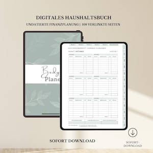Digital Budget Planner German, Household Book - the monthly financial planner for saving, Budget Planner GoodNotes Templates, Samsung Notes