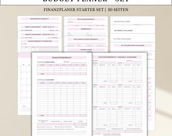 Budgetplanner startset, huishoudbudgetboek in het Duits. Afdrukbaar op DIN A4- en DIN A5-papier. 20 pagina's | Maandelijkse financiële planner