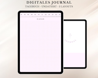 Digitales Tagebuch undatiert, Journal Deutsch, 366 Seiten, Vorlagen für Tablet und iPad, GoodNotes,  Noteshelf, Samsung Notes usw. rosa