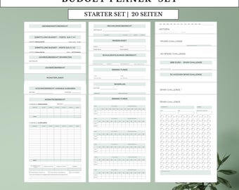 Budgetplaner Vorlagen 20 Seiten grün– Haushaltsbuch zum Ausdrucken DIN A4 und DIN A5, Deutsch | Finanzplaner