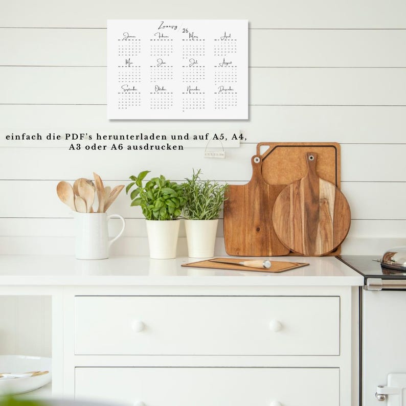 Jahreskalender 2026 Zum Ausdrucken Auf Einer Seite | Digitaler Download
