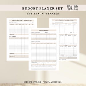 Budget planner set for printing on A5 and A4 | Monthly financial planning, household book, templates PDF download, German
