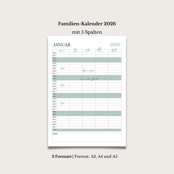 Familienplan 2026 - Etsy.de