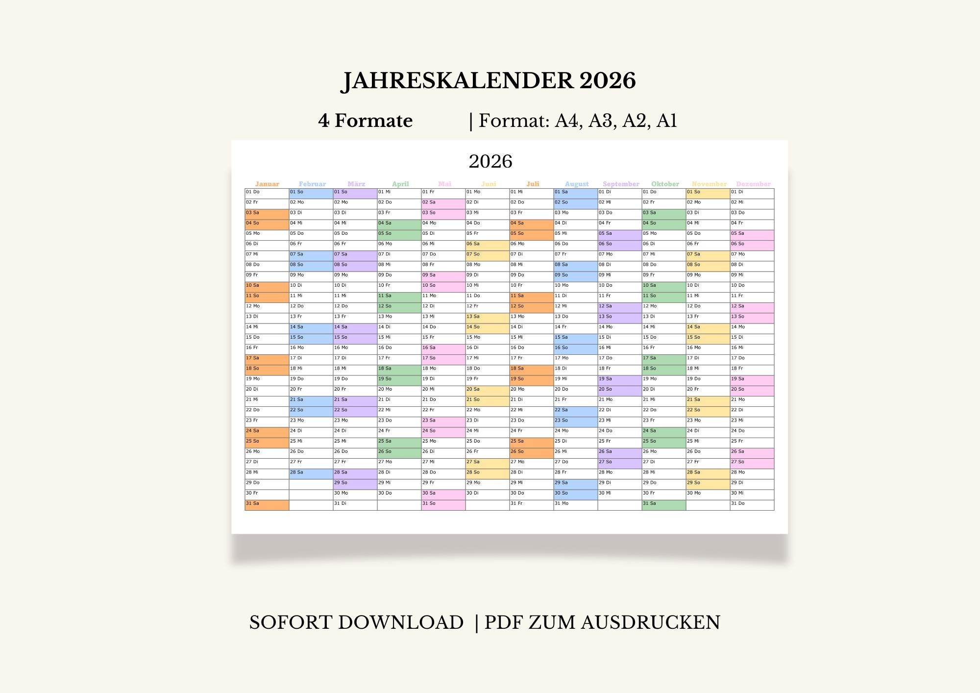TOBJA A1 Wandkalender 2026 XXL, Kleurrijke Jaarplanner Voor Kantoor En Thuiskantoor 14 Maanden Groot Formaat 59 X 84 Cm Kalender 2026 Wandkalender Din Met Extra Veel Ruimte Afspraken 1734584203