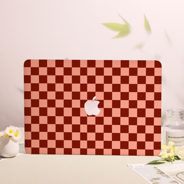Red Check,Hard Matte Macbook Case Schützende Laptop-Abdeckung für Neue MacBook Pro 13/14/15/16 Zoll,Air 15/13,M1 M2 M3 2024 2023 2022,Laptop Cover
