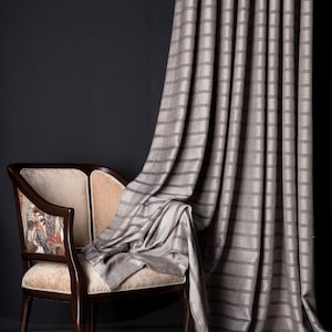Striped Linen Curtain Panel: Modern Drape with Tassels