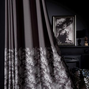 Embroidered Linen Curtain: Floral Pattern, Modern Drape
