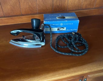 Vintage General Electric GE Dampf Reise Bügeleisen Chrom F19