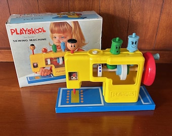 Vintage 1960s Playskool See Inside Sewing Machine Toy with Original Box No 425