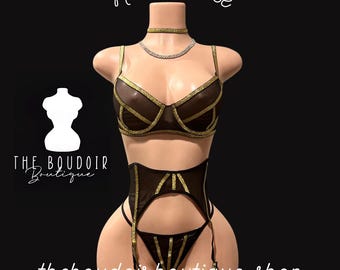 Conjunto de lencería de encaje elegante / Sujetador y braguita sexys, TheBoudoirBoutiqueLA