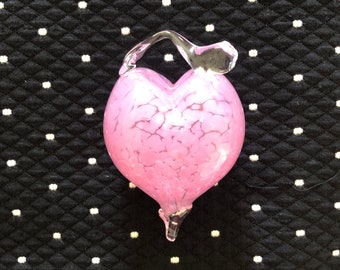 Hand Blown and Sculpted Pink Glass Heart