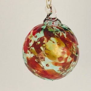 Hand Blown Red and Green Glass Ornaments with Facets