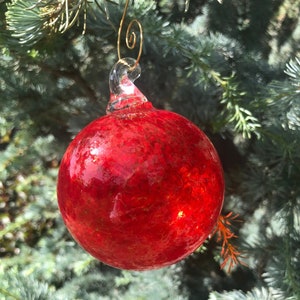 Handblown red glass ornaments