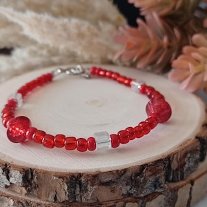 Colorful Glass Bead Bangle- Unique Handmade Bracelet
