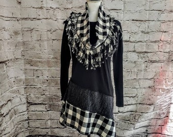 red and black plaid tunic