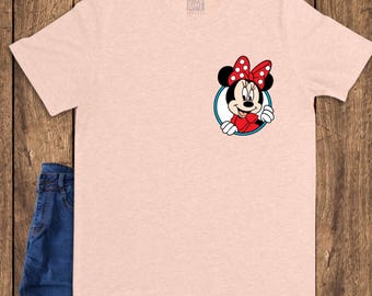 Retro Mouse Bow Shirt, Vintage Cartoon Tee, Magic Kingdom Girl Trip Top, Classic Character Graphic, Nostalgic Cute Aesthetic