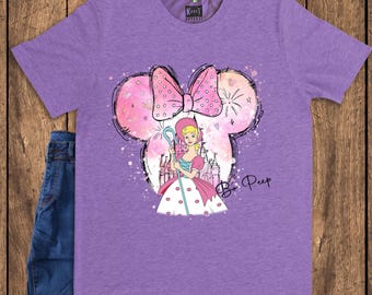 Bo Peep Minnie Mouse Head Shirt, Toy Story Land Family Trip Tee, Pastoral Shepherdess Magic Castle Shirt, 2026 Vacation Graphic Apparel