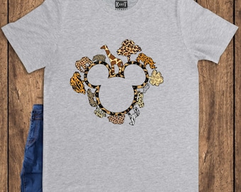Animal Kingdom Mouse Ears Shirt, Jungle Safari Trip Tee, 2026 Theme Park Outfit, Wildlife Character Top, Giraffe Zebra Print