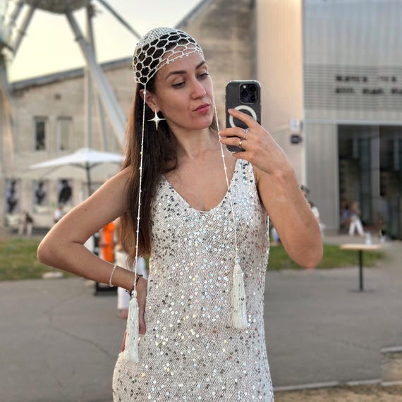 Elegant White Beanie with  Accents DIAMOND HOUR EMBELLISHED BEANIE IN WHITE – AKIRA main image 2