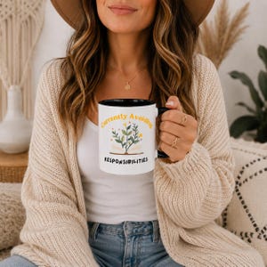 Currently Avoiding Responsibilities Accent Coffee Mug, Funny Book Lover Mug, Floral Book Mug