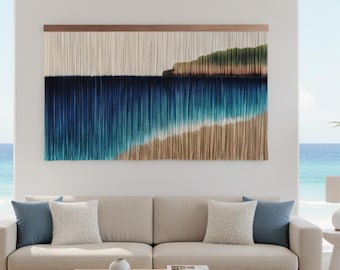 Beach wall hanging Fiber Art Macrame Wall Hanging Large Yarn Tapestry Eclectic Boho Decor for Living Room Bedroom Dining Office Entryway