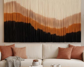 Large Macrame Decor Maximalist vibrant  Wall Art with Cascading Fringe  Modern Rustic Boho Textile Hanging Tapestry for Scandinavian Bedroom